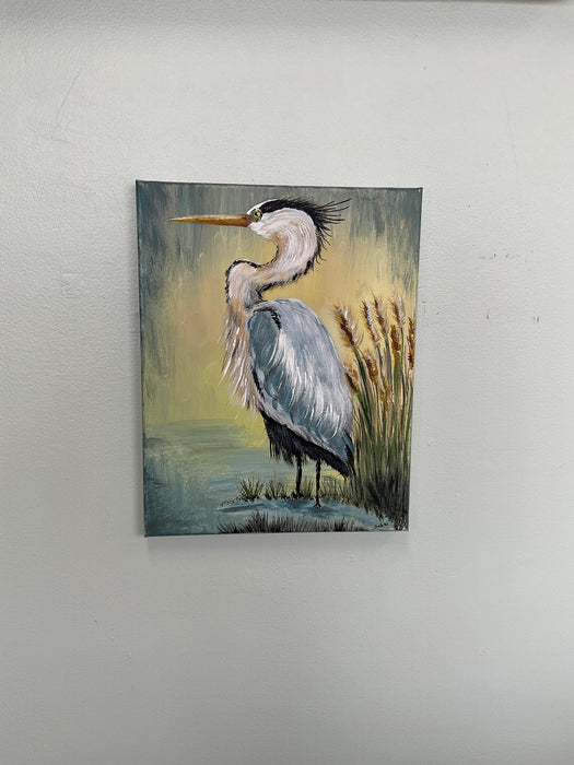 Heron on canvas