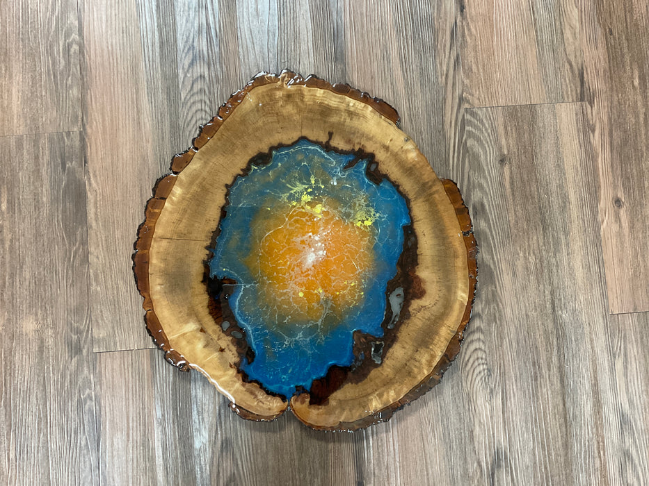 Wood Cookie epoxy filled w/Lights