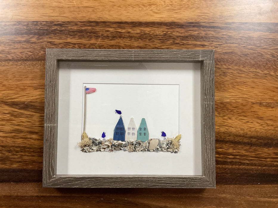 Sea glass art framed 8”x10”