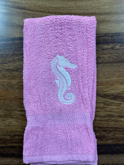 Embroidered hand towel seahorse