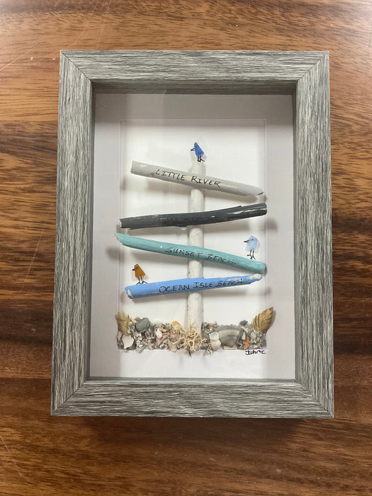 Sea glass framed art 5”x7”