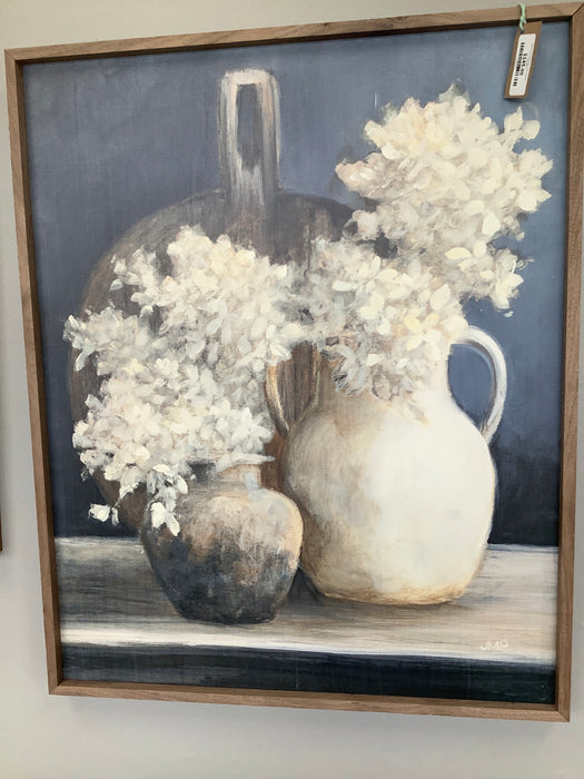 Walnut framed print - Hydrangeas