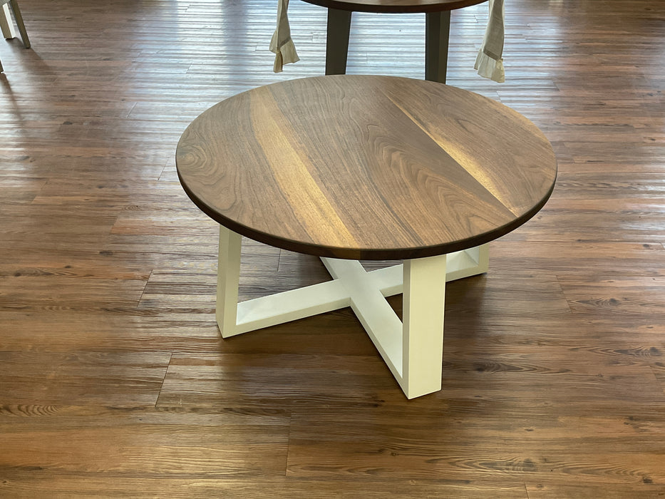 Walnut top round coffee table - base