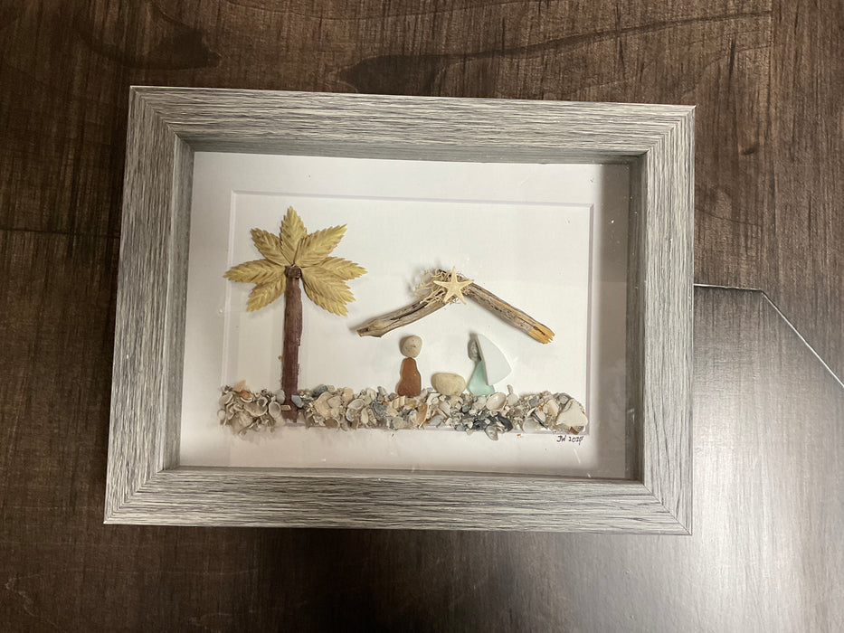 Christmas sea glass art