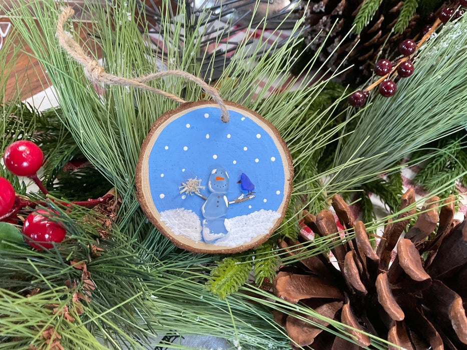 Tree cookie sea glass Ornament