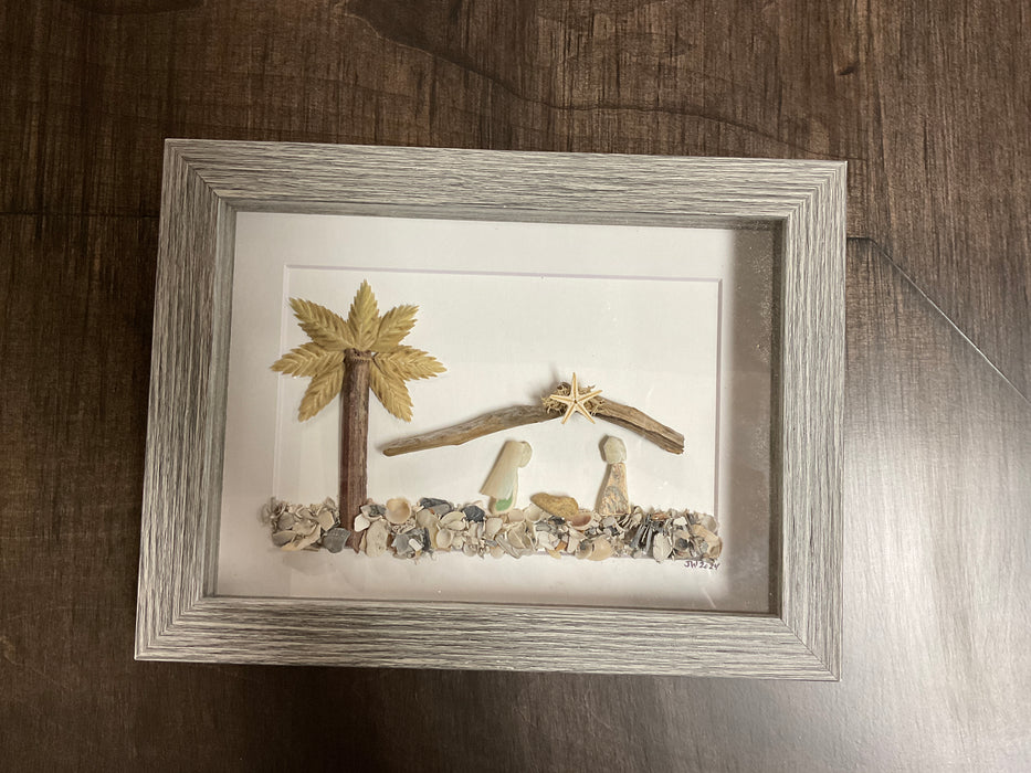 Christmas sea glass art