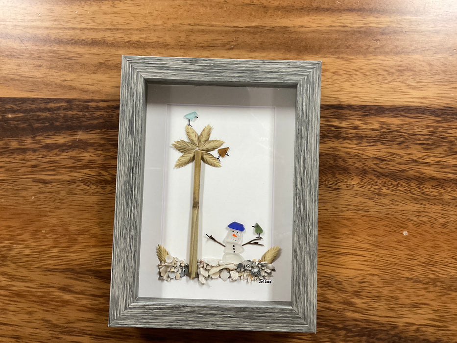 Christmas sea glass art