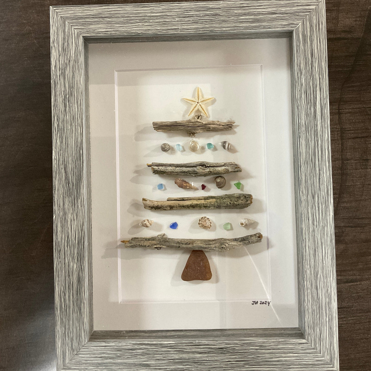 White Christmas シーグラスアート／天然石／クリスマス Christmas sea glass art — White Pine Artisan Market