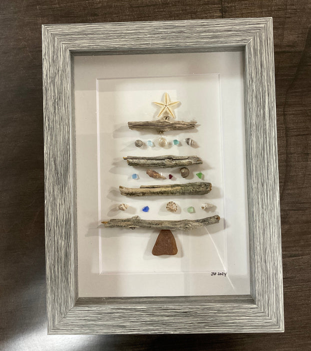 Christmas sea glass art