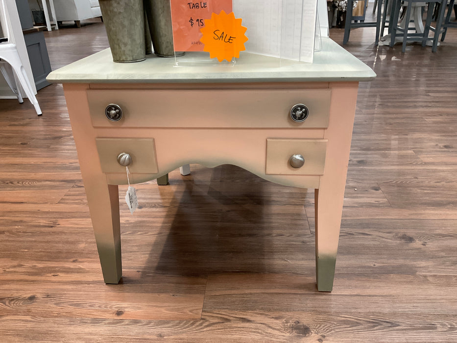 Apricot and spanish moss end table