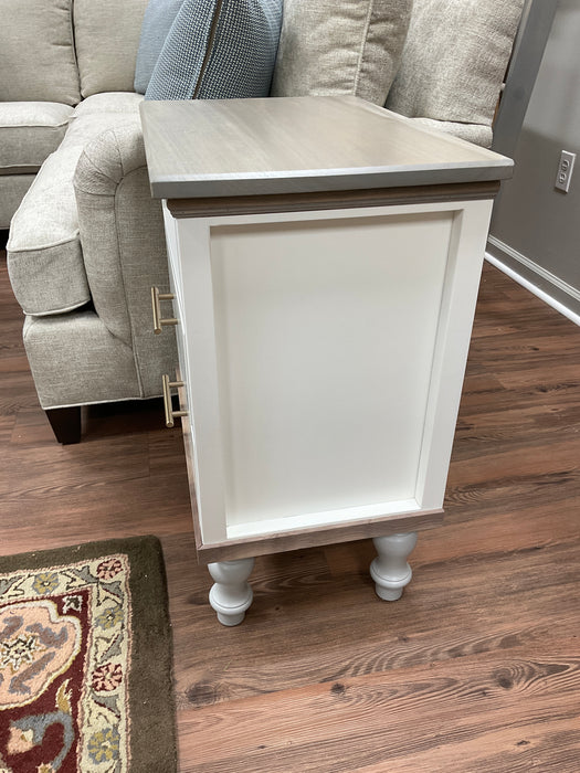 Gray stained and Dover white end table