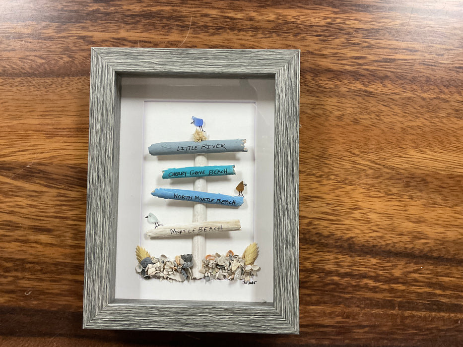 Sea glass framed art 5”x7”