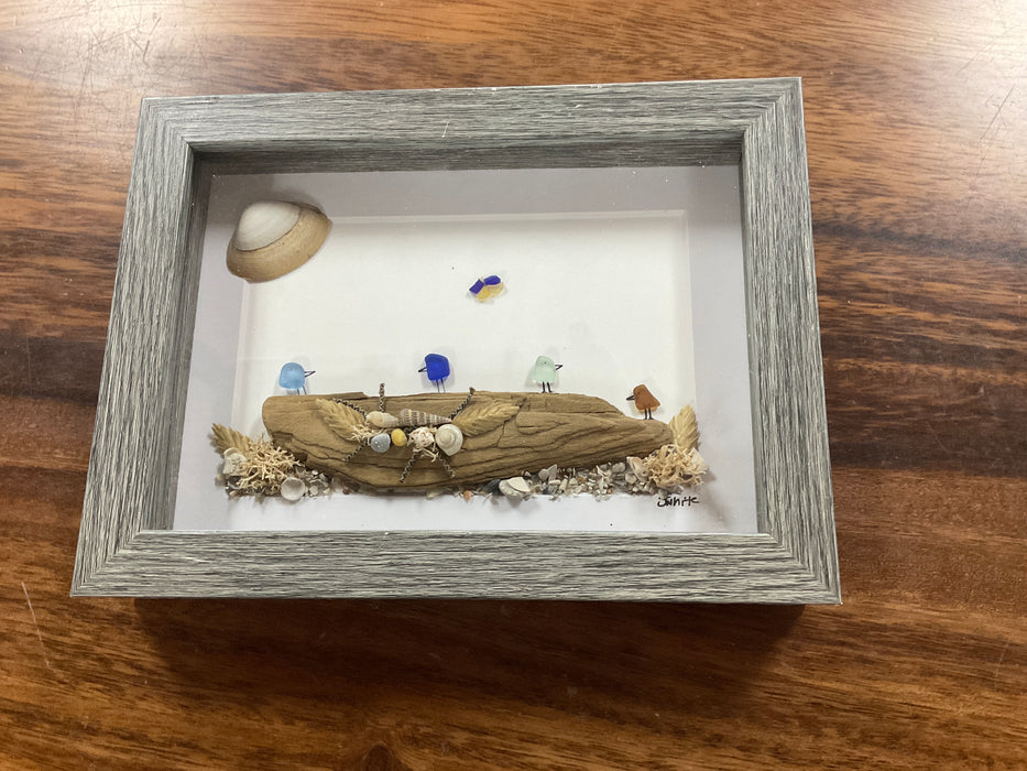 Sea glass framed art 5”x7”