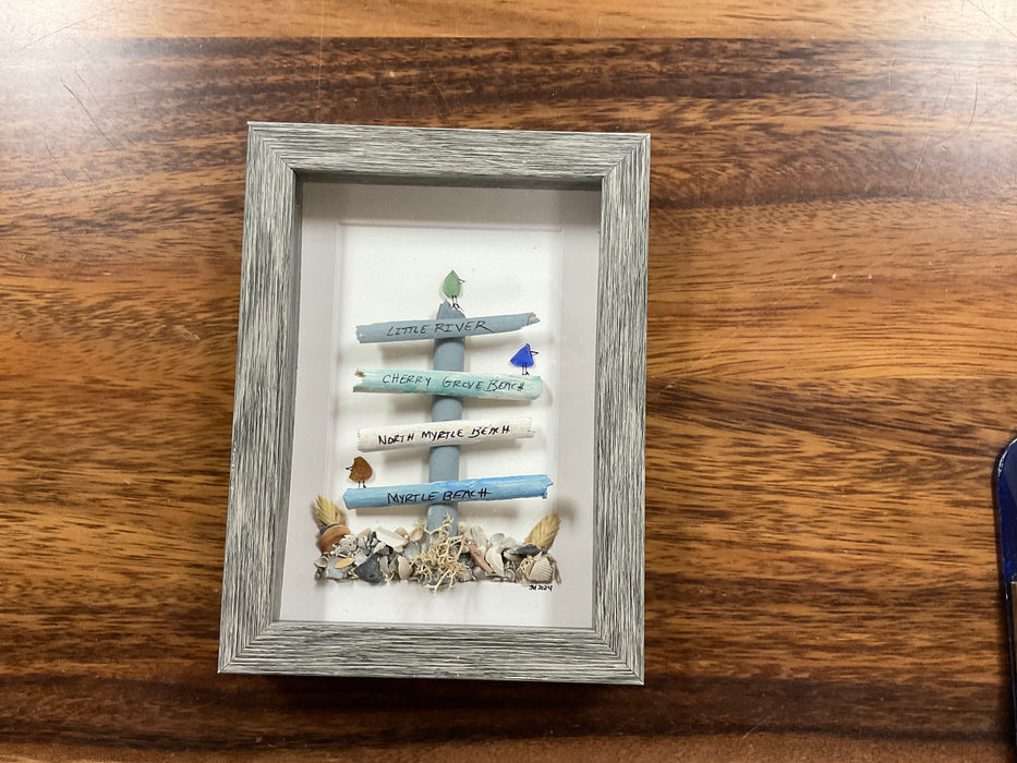 Sea glass framed art 5”x7”