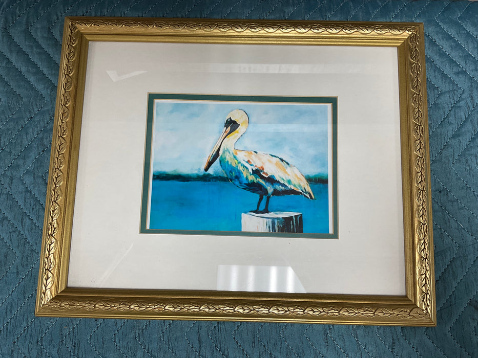Framed pelican picture
