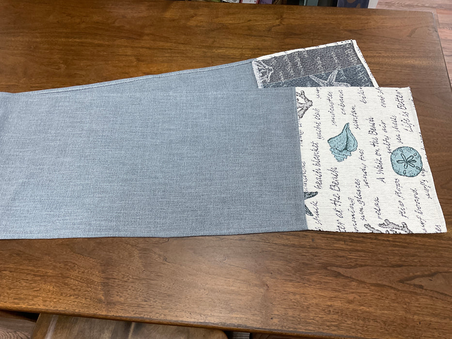 Table runner - shell fabric blue