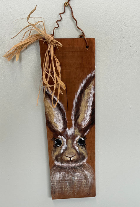 Hand painted rabbit on wood