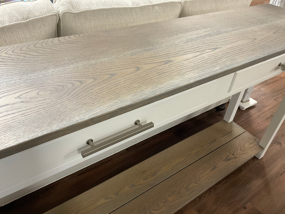 Oak top sofa console - Silver gray