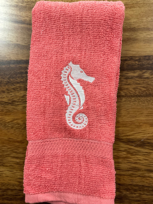 Embroidered hand towel seahorse