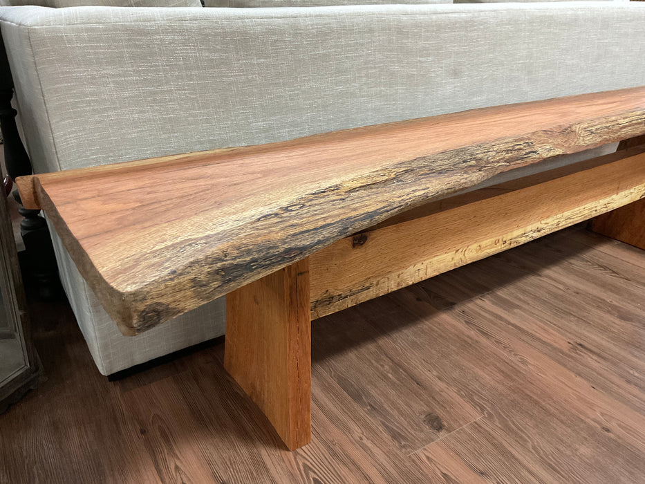 Live edge bench - red oak