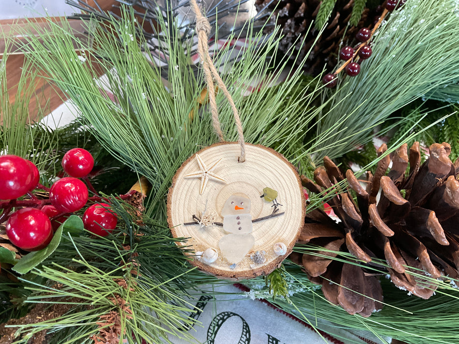Tree cookie sea glass Ornament