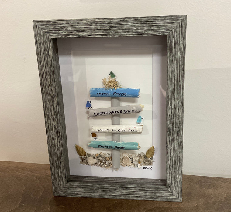 Sea glass framed art 5”x7”