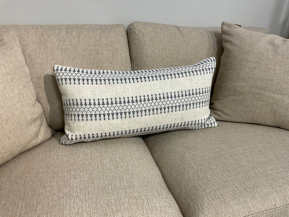 Navy and cream print pillow