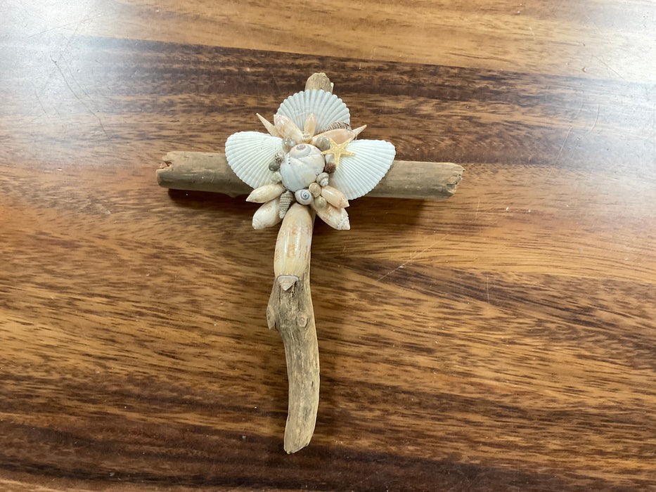 Driftwood shell cross