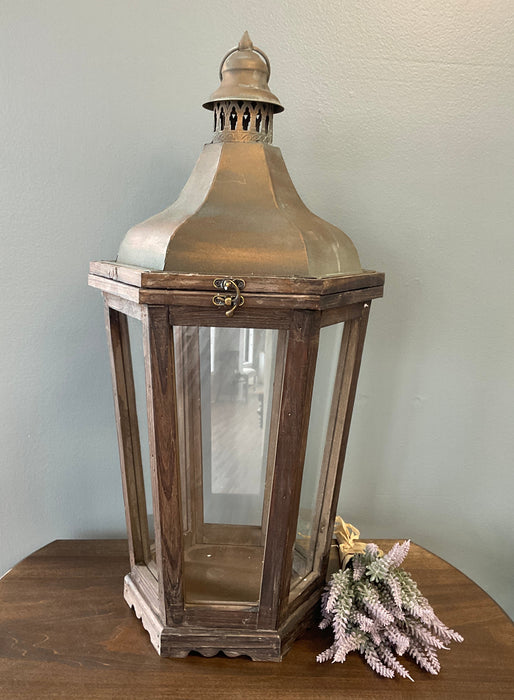 Wood lantern - weathered dark