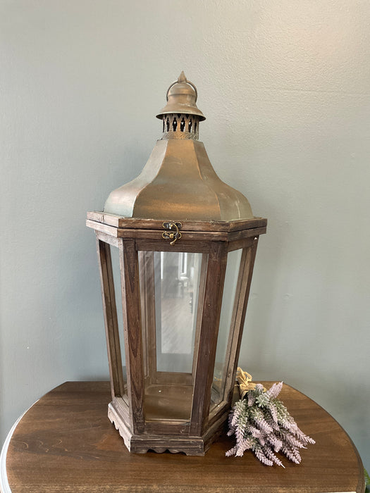Wood lantern - weathered dark