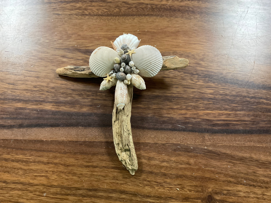Driftwood shell cross