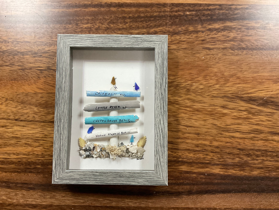 Sea glass framed art 5”x7”