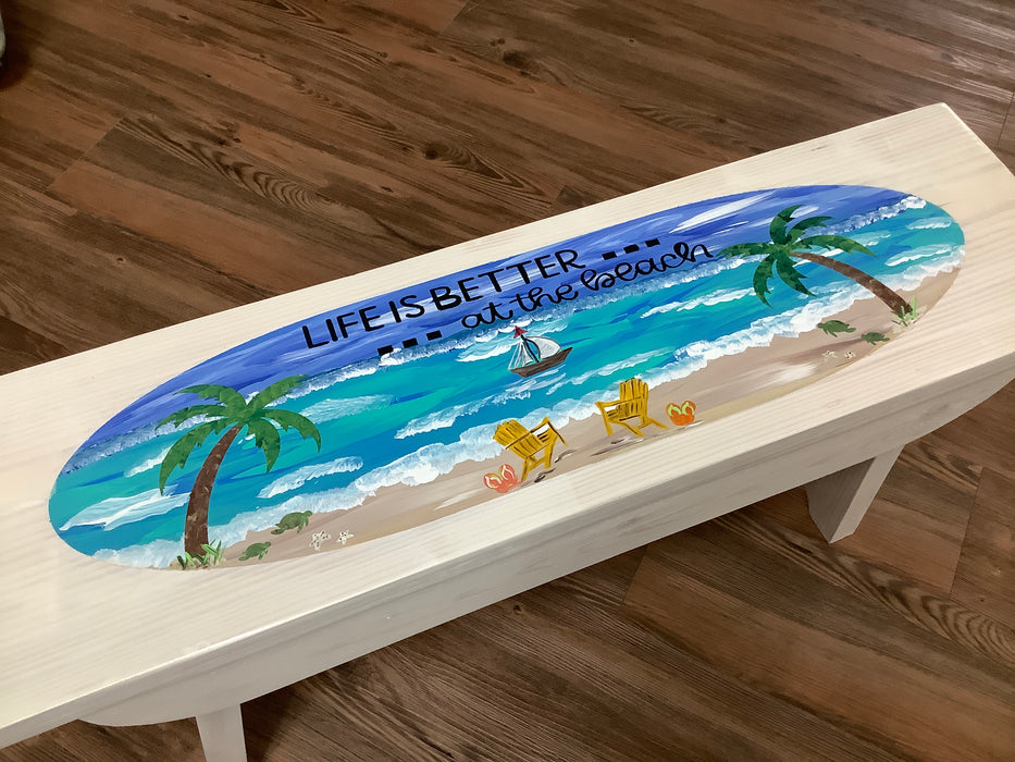 Wood bench Life is better