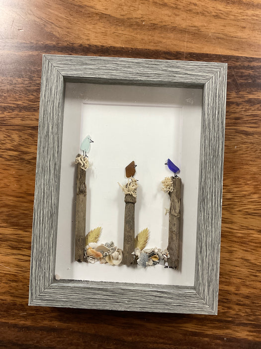 Sea glass framed art 5”x7”