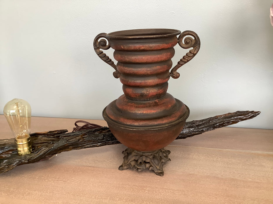 Metal vase with double handles
