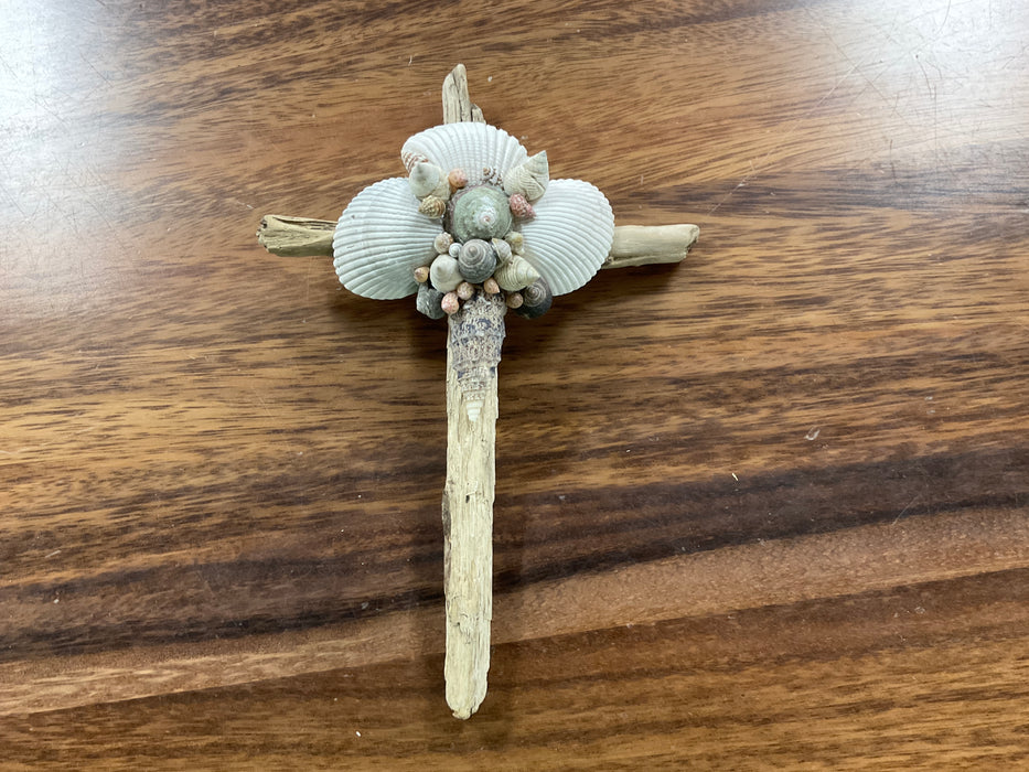 Driftwood shell cross