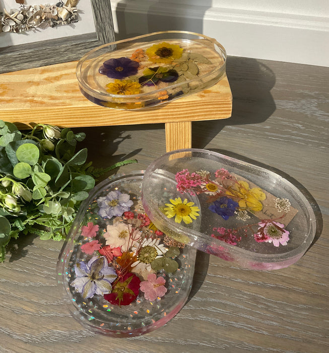 Trinket tray - pressed florals