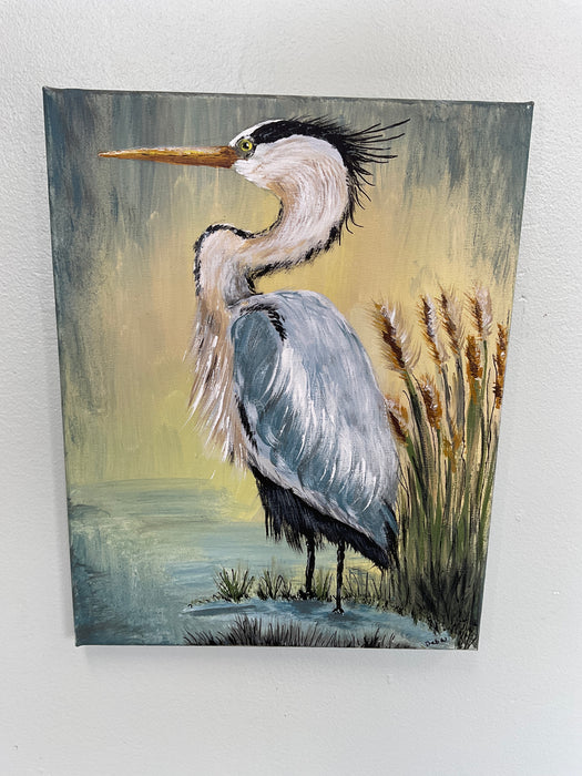 Heron on canvas