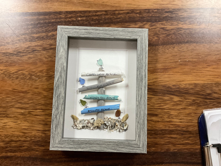 Sea glass framed art 5”x7”