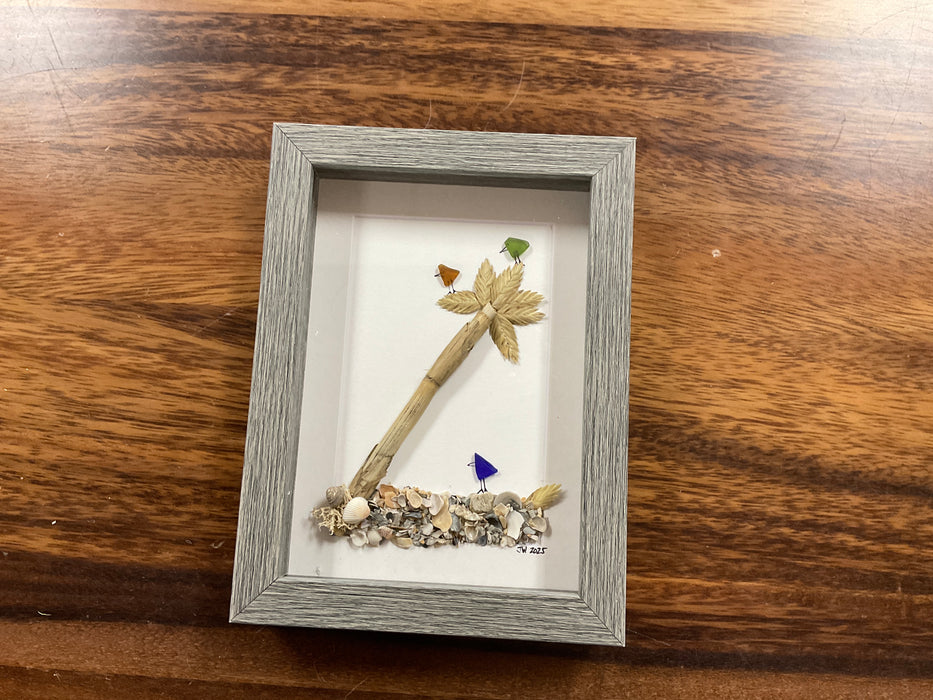 Sea glass framed art 5”x7”