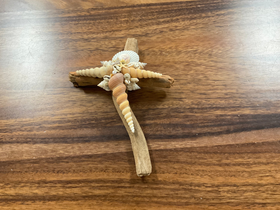 Driftwood shell cross