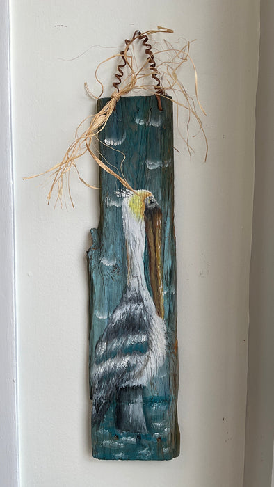 Pelican painted on board - medium size