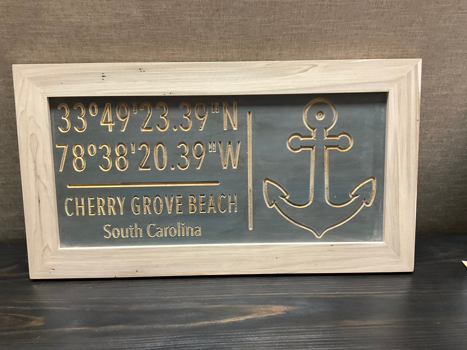 Wood Coordinate Sign - Cherry Grove