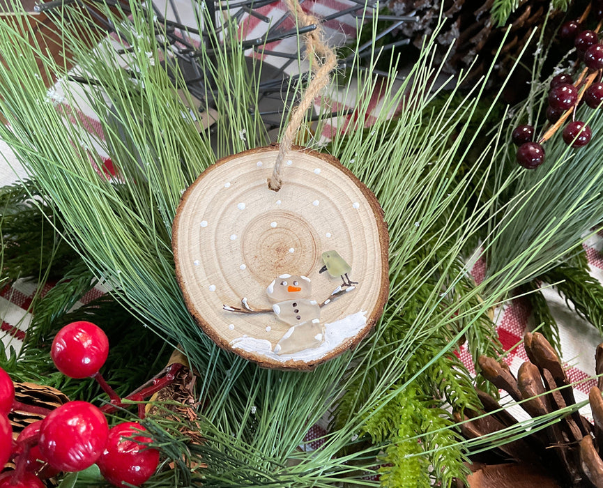 Tree cookie sea glass Ornament