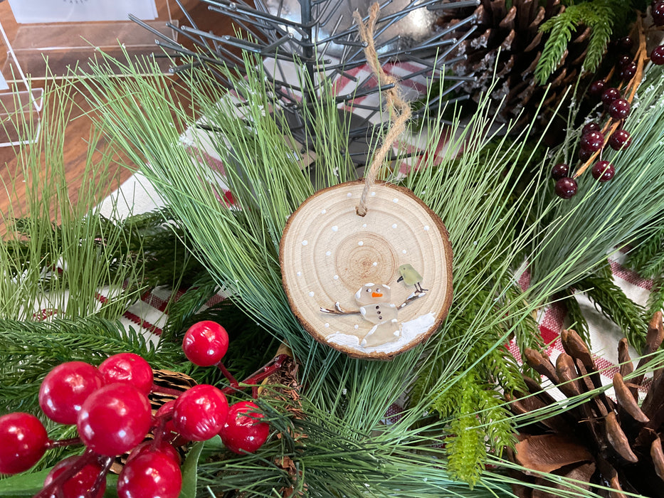 Tree cookie sea glass Ornament