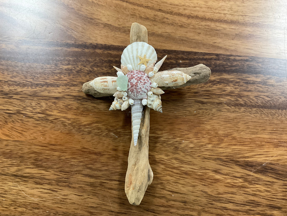 Driftwood shell cross