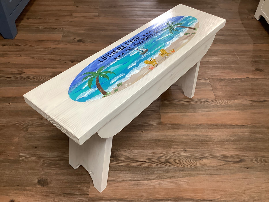 Wood bench Life is better