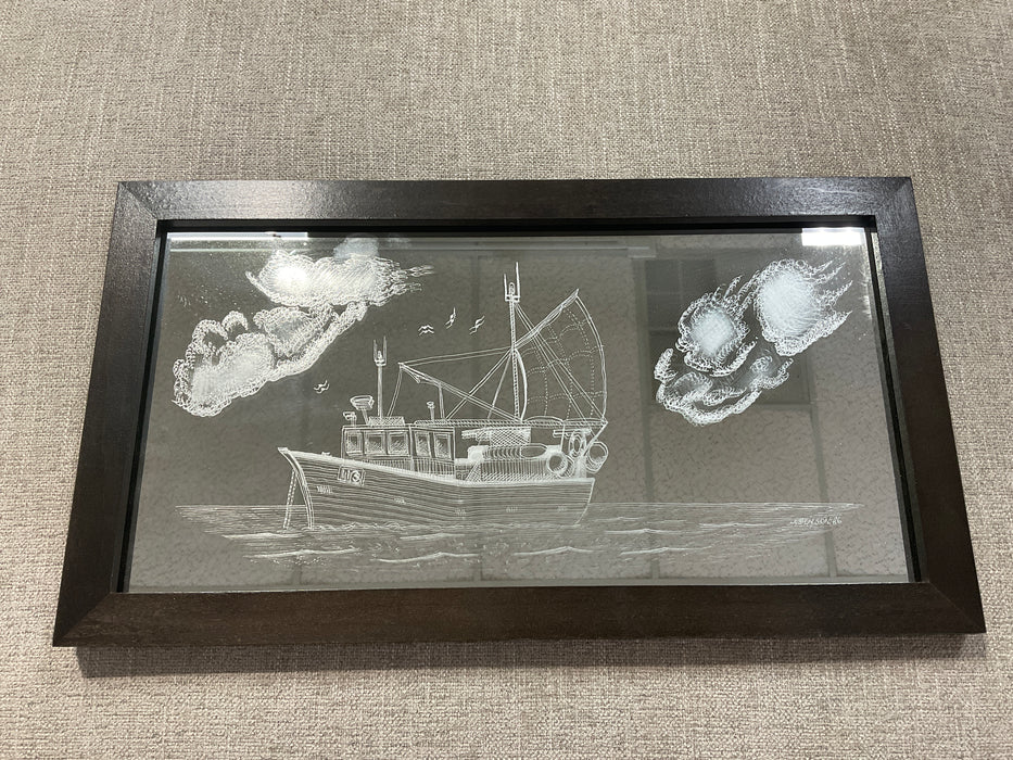 Etched sailboat-mirror