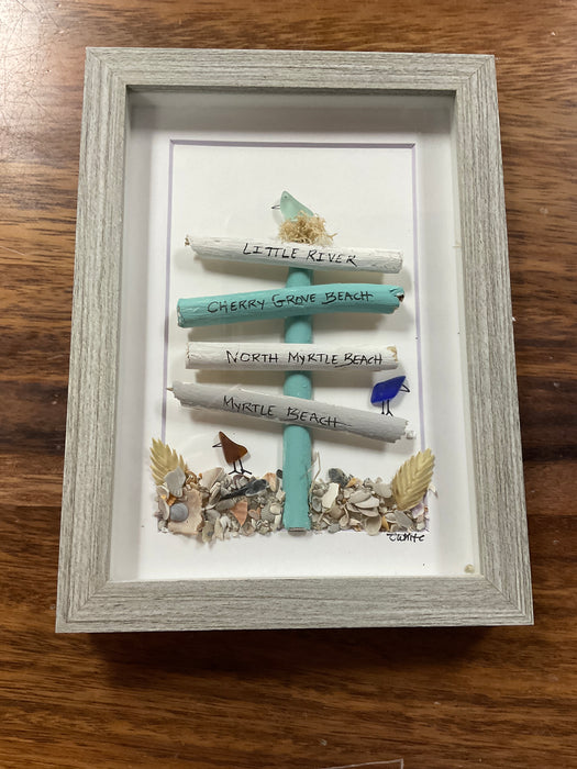 Sea glass framed art 5”x7”