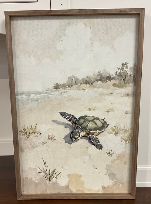 Walnut framed print - sea turtle